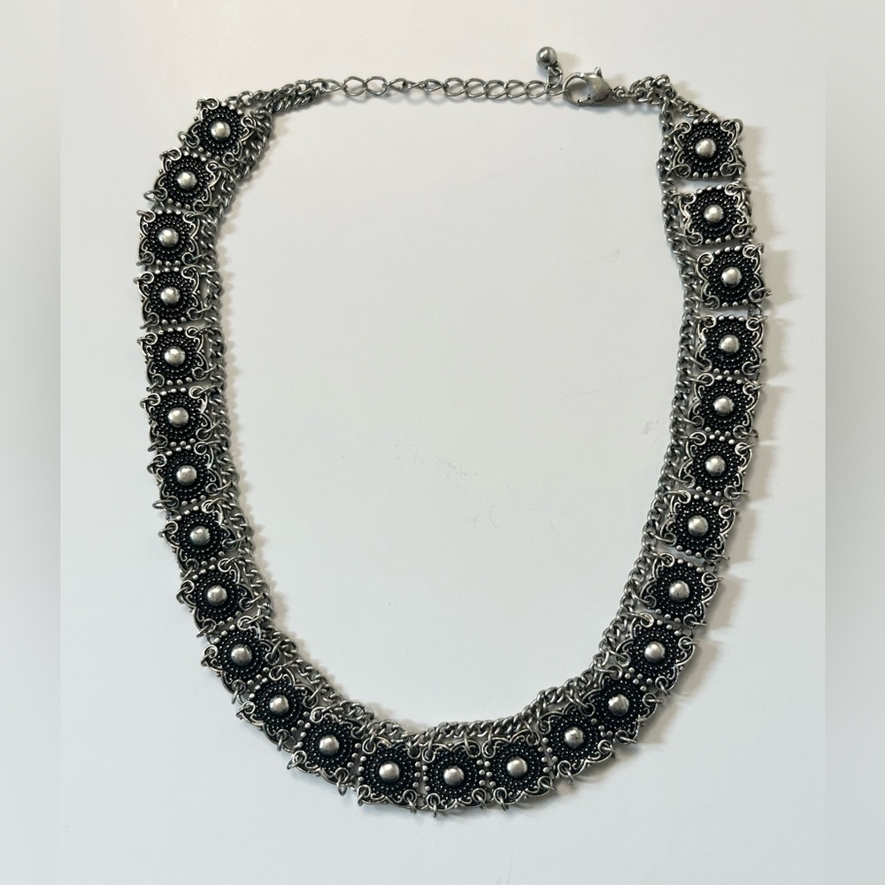 Silver Tone Filigree Choker Necklace